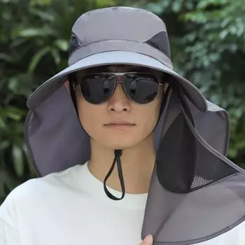 УФ-защита Панама Солнцезащитная шляпа Солнцезащитная прочная кепка Маска Набор унисекс хаки