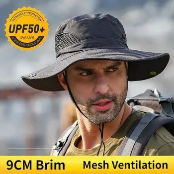 УФ-защитная шляпа с большим карнизом, летний солнцезащитный козырек для рыбалки, солнцезащитный крем для рыбалки на открытом воздухе, водостойкий быстросохнущий дышащий зонтик для мужчин