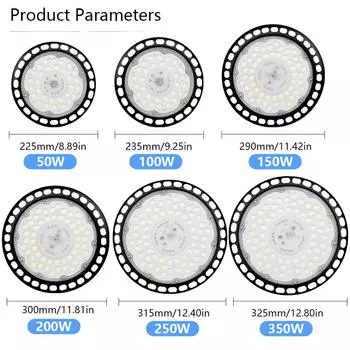 UFO Light High Bay AC220V AC175-265V 50-300W Белый свет Высокая яркость IP66 Водонепроницаемый алюминий Подходит для наружной промышленности Warm Light