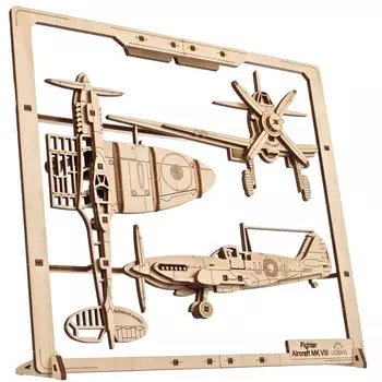 Ugears Истребитель Самолет Пазл 70196 Деревянный Блок DIY Головоломка Сборка Ремесла Набор Деревянная Модель 2.5D