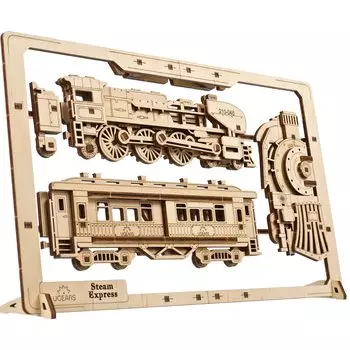 Ugears Steam Express Puzzle 70207 Деревянный 3D Не требуется клей или инструменты Craft 2.5D