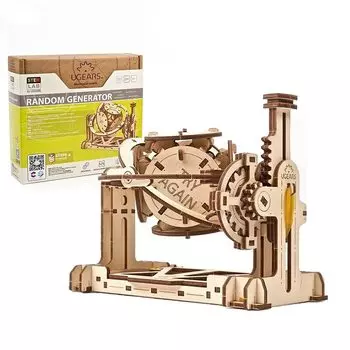 Ugears STEMLAB Генератор случайных чисел Деревянный пазл Образовательный обучающий набор для творчества AR Не требуется клей Инструменты коричневый