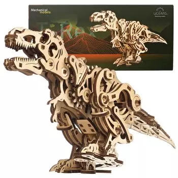 Ugears Tyrannosaurus Wooden No Glue or Tools 3D Dinosaur Adults Puzzle, Movable, Required, Puzzle, Model,
