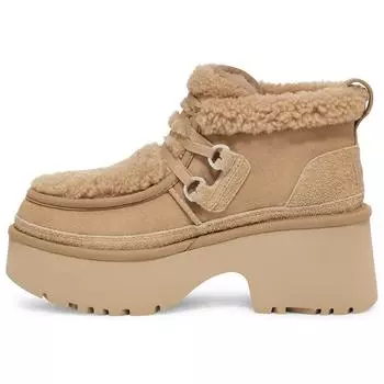 UGG Ботинки женские из коровьего спилка на шнуровке, повседневные, короткие, на толстой подошве, песочного цвета 1167772-SAN 38