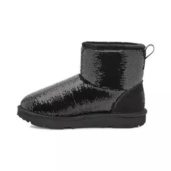 UGG Classic Mini Sequin Round Toe Slip-On Low Ankle Boots Детские ботинки черные 1143708K-BLK 36