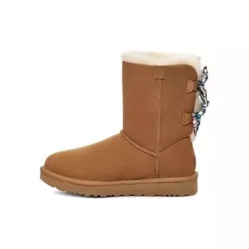 UGG Classic Plaid Bow Mid-Calf Snow Boots Women boots Chestnut 1138131-CHE 38