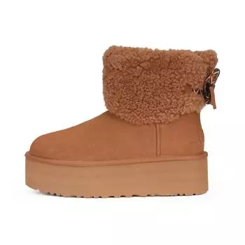 UGG Cow Split Leather Comfortable Casual Thick Sole Short Snow Boots Women boots Brown 1158267-CHE 39
