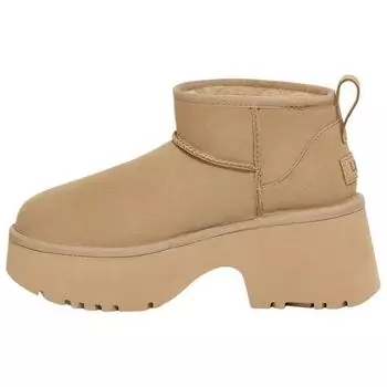 UGG Cow Split Leather Round Toe Warm Snow Boots Women boots Beige 1158311-MDSD 37
