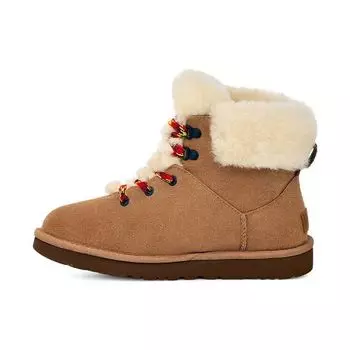 UGG Cow Suede Теплые нескользящие повседневные короткие зимние ботинки до середины голени на шнуровке женские ботинки каштанового цвета 1130558-CHE 40