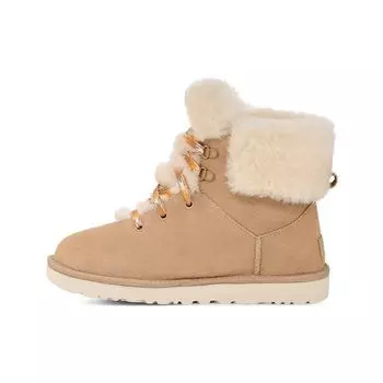 UGG Cow Suede Теплые повседневные удобные короткие зимние ботинки на шнуровке до середины голени женские ботинки песочного цвета 1130558-SAN 39