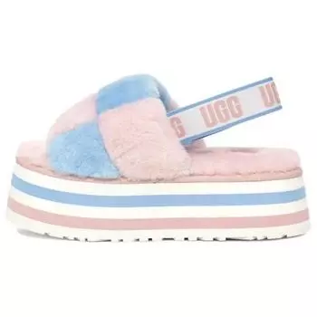 UGG Disco Checker Slide Sheepskin Удобные модные сандалии на толстой подошве Женские сандалии Розовые Синие 1113490-PSTR 39