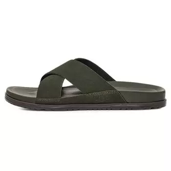 UGG Двухслойные повседневные удобные тапочки из коровьей кожи с перекрестными полосками Мужские тапочки Лесно-зеленый 1124902-FRSN 40