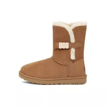 UGG Двухслойные повседневные удобные зимние сапоги до середины голени из коровьей кожи женские сапоги каштановые 1153612-CHE 37