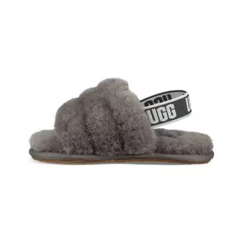 UGG Fluff Yeah Slide Удобные легкие пушистые сандалии Детские сандалии угольно-черного цвета 1098579T-CHRC 25