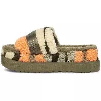 UGG Fluffita Cali Collage Fabric Soft Sole Comfortable Fashion Sandals Women Sandals Olive-Green 1118750-OLV 36