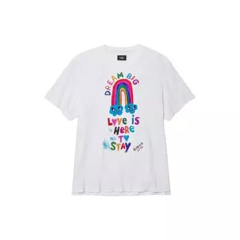 UGG Футболка унисекс с коротким рукавом и круглым вырезом, с принтом в виде букв из мультфильма, белая 1154392-WHT S