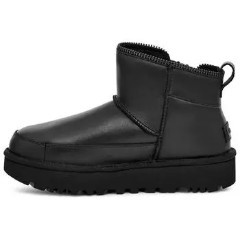UGG Genuine Leather Solid Color Round Toe Short Snow Boots Women boots Black 1164690-BLK 37