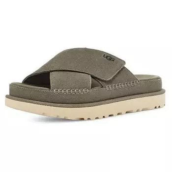 UGG Goldenstar Cross Slide двухслойные кожаные сандалии Cross удобные модные женские сандалии мохово-зеленые 1137910-MSG 38