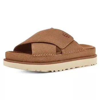 UGG Goldenstar Cross Slide двухслойные кожаные удобные модные сандалии женские сандалии каштановые 1137910-CHE 39