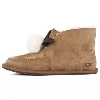 UGG Kallen замшевые теплые прочные нескользящие короткие зимние сапоги с бантом-помпоном женские сапоги каштановые 1017541-CHE 40