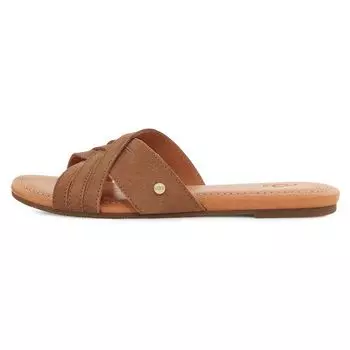 UGG Kenleigh Slide двухслойные легкие удобные модные тапочки из коровьей кожи женские тапочки каштановые 1142710-CHE 36