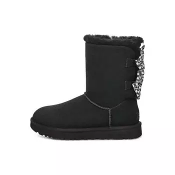 UGG Классические клетчатые зимние сапоги с бантом до середины голени женские сапоги черные 1138131-BLK 37