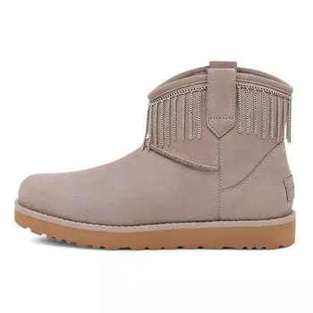 UGG Классические мини-сапоги из двухслойной кожи с кисточками, короткие плюшевые женские зимние сапоги, серые 1127454-SYGR 36