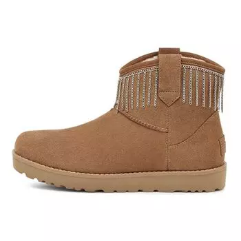 UGG Классические мини-сапоги с бахромой, теплые и удобные, женские зимние сапоги, коричневые 1127454-CHE 36