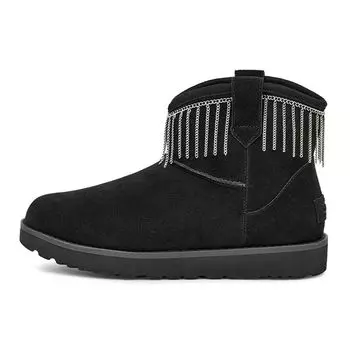 UGG Классические мини-сапоги с бахромой, водонепроницаемые, короткие, женские, черные 1127454-BLK 36