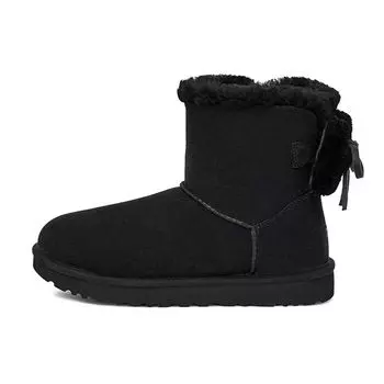 UGG Классические мини-сапоги с двойным бантом, теплые, удобные, повседневные, короткие, женские, черные 1127130-BLK 36