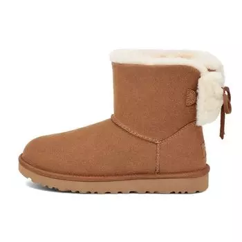 UGG Классические мини-теплые зимние ботинки Classic Mini Double Bow Plush Short, женские сапоги Chestnut 1127130-CHE 40