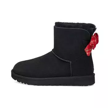 UGG Короткие зимние сапоги Bailey Bow Plaid Ribbon, женские, черные, 1119115-BLK 40
