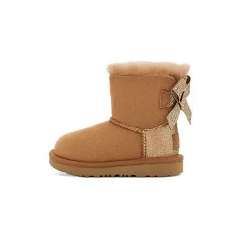 UGG Короткие зимние сапоги Bailey Sheepskin Bow Fleece длиной до середины голени для детей, каштановые 1123617T-CHE 25