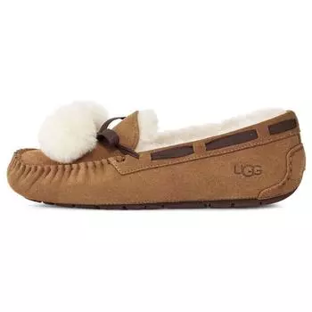 UGG Кожаные туфли на плоской подошве с бантом Pom Pom женские туфли на плоской подошве каштаново-коричневые 1138651-CHE 36