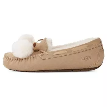 UGG Кожаные туфли на плоской подошве с бантом из помпона, женские туфли, песочного цвета 1138651-SAN 36