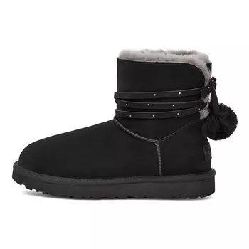 UGG Мини-сапоги Bailey Bow Pom, теплые, прочные, повседневные, удобные, короткие, женские, черные 1125382-BLK 37