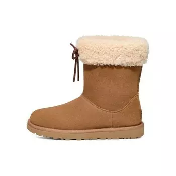 UGG Модные короткие сапоги из овчины и замши с круглым носком, женские сапоги, коричневые 1153511-CHE 38