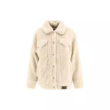 UGG Однобортная куртка с длинным рукавом и логотипом на воротнике-поло, женские куртки Off-White 1113951-NLI XS