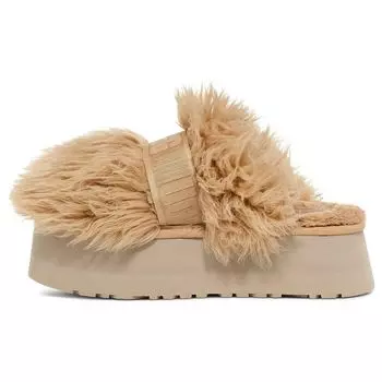 UGG Однотонные повседневные меховые тапочки с закрытым носком женские тапочки овсяно-белые 1131974-OATT