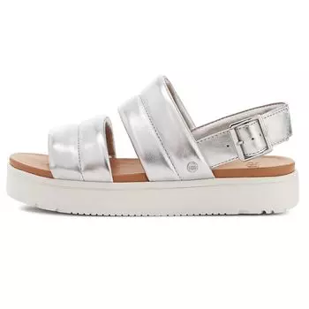 UGG Сандалии женские Zayne кожаные удобные на толстой подошве серебристые 1128636-SMLH 37