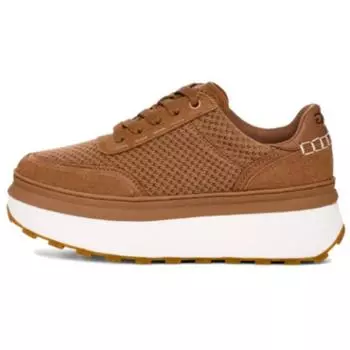 UGG Серия Marlin Ткань Спилок коровьей кожи Универсальные Удобные Модные Низкие Повседневные туфли Женские повседневные туфли Каштан 1170556-CHE 36