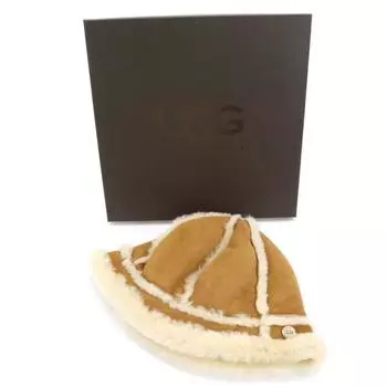 UGG Sheepskin hat Brown Fluffy With Box Women Used