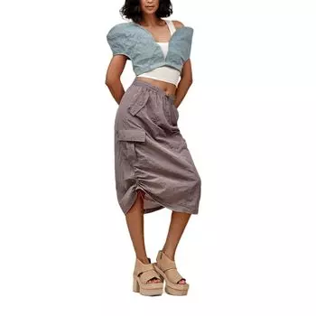 UGG Solid Color Elastic Waist Mid-Length Casual Skirt Women skirts Sweet-Plum 1167379-SGRP XS