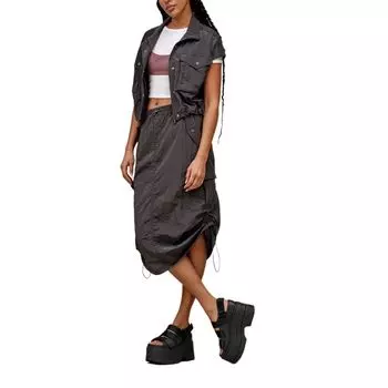 UGG Solid Color Gathered Waist Casual Long Skirt Women skirts Black 1167379-INK XS