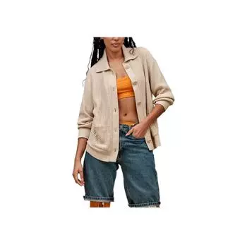 UGG Solid Color Lapel Drop Shoulder Long Sleeve Knit Sweater Women sweater Beige 1169890-SAN XS