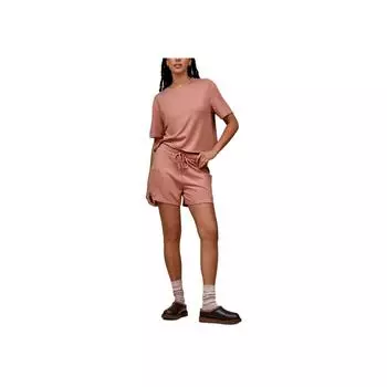 UGG Solid Color Short Sleeve Casual Set Women sets Dawn-Pink 1167354-PDW L
