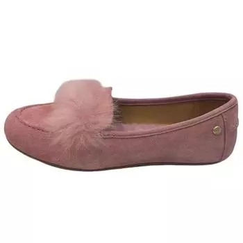 UGG Suede Fur Trim Simple Gentle Casual Flats Women Flats Crystal-Pink 1102689-PCRY 36
