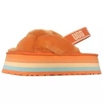 UGG Тапочки Disco Knot Slide из шерсти и кожи с интегрированной толстой подошвой Disco Cross, модные женские тапочки оранжевого цвета 1126383-MAND 37