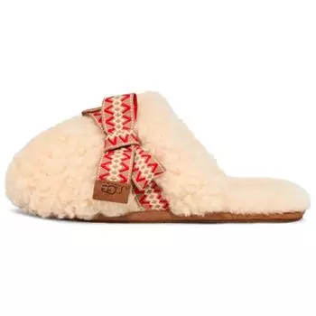 UGG Толстая подошва, удобные нескользящие тапочки с открытым носком, женские тапочки, натурально-белые 1158266-NAT 36