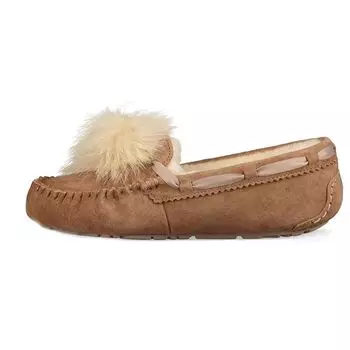 UGG Туфли на плоской подошве Dakota Pom Pom Suede женские коричневые 1019015-CHE 36